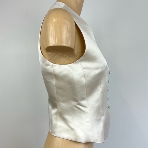 EMANUEL UNGARO 100% Silk Ivory white Formal TUXEDO VEST - Picture 3 of 15